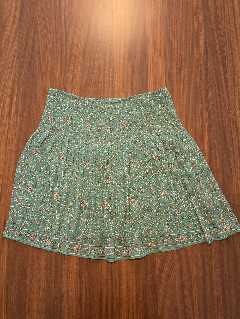 Max Studio Green Floral Smocked Skirt XL